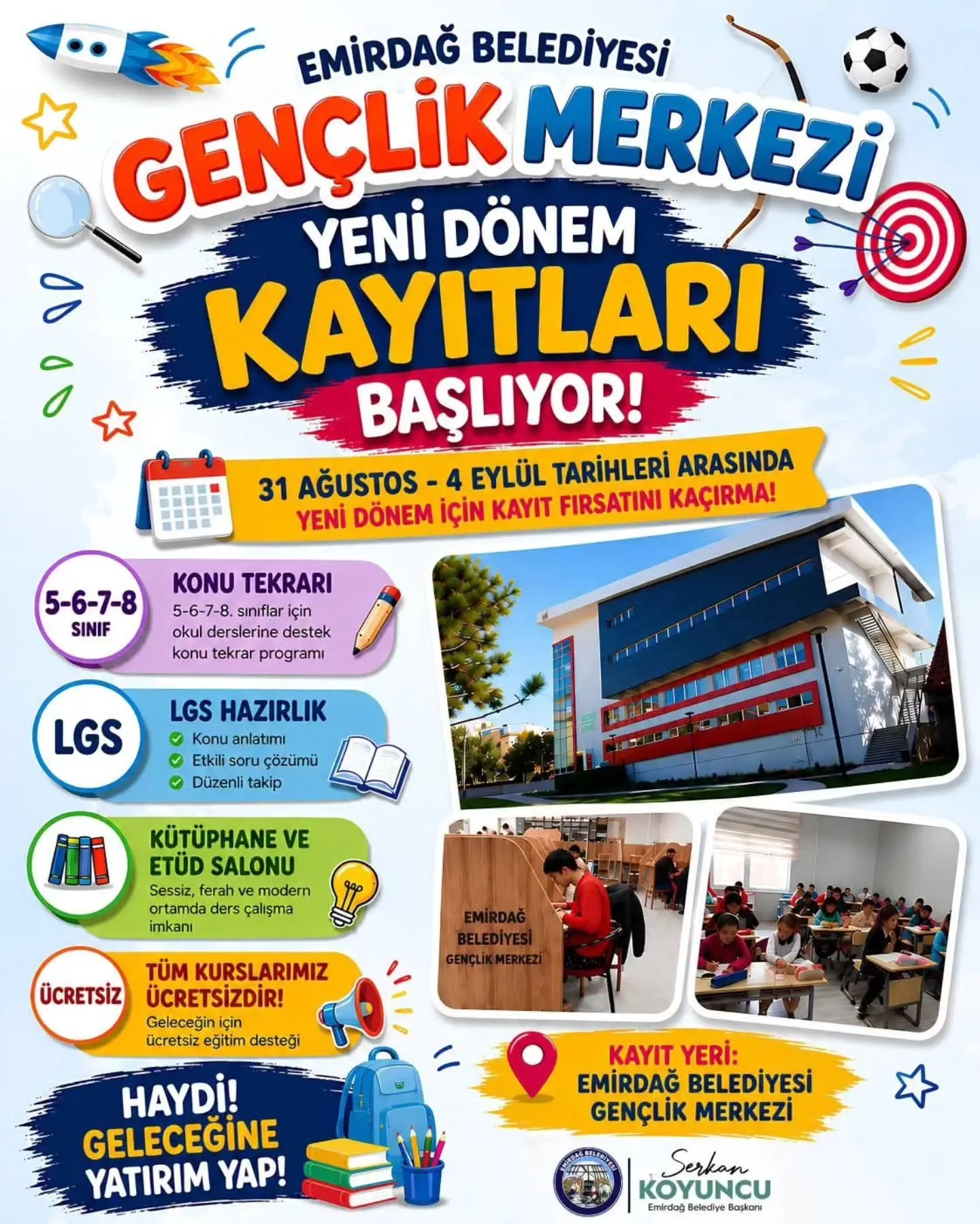 Emirdağ Belediyesi Gençlik Merkezi yeni döneme başlıyor