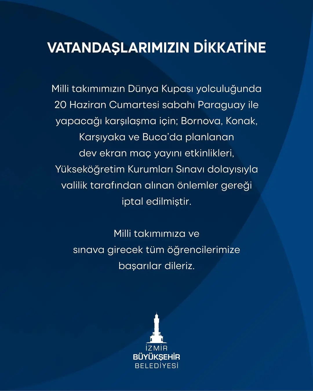 Dünya Kupası maçı için dev ekran etkinlikleri iptal edildi