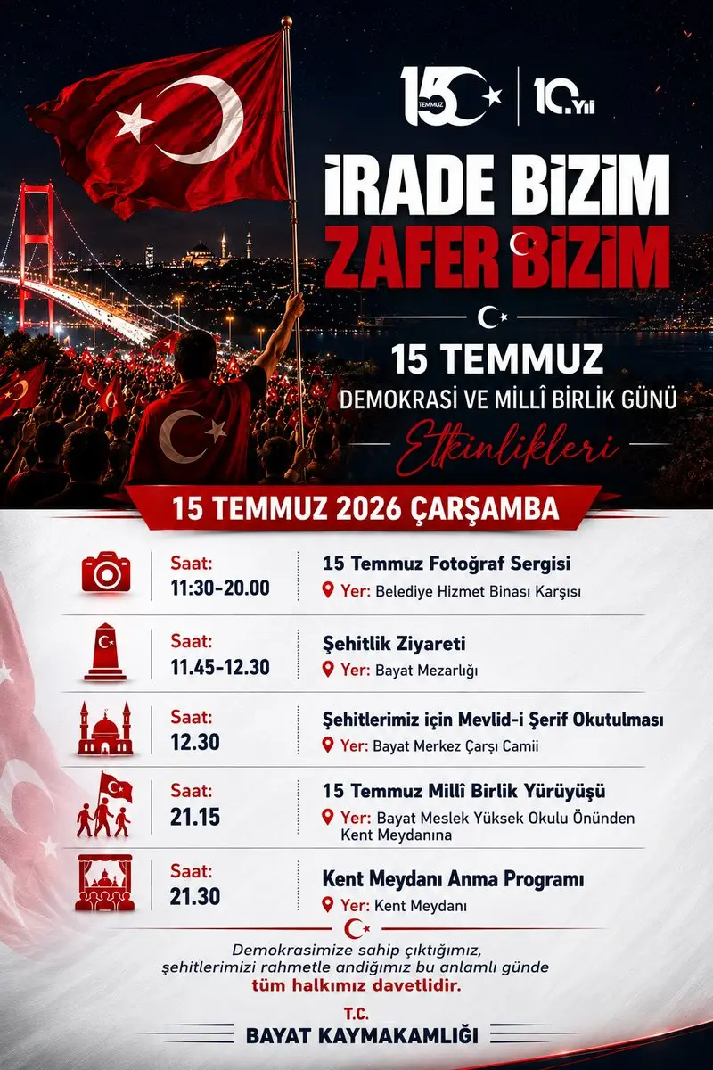 Bayat Kaymakamlığı'ndan Demokrasi Vurgusu