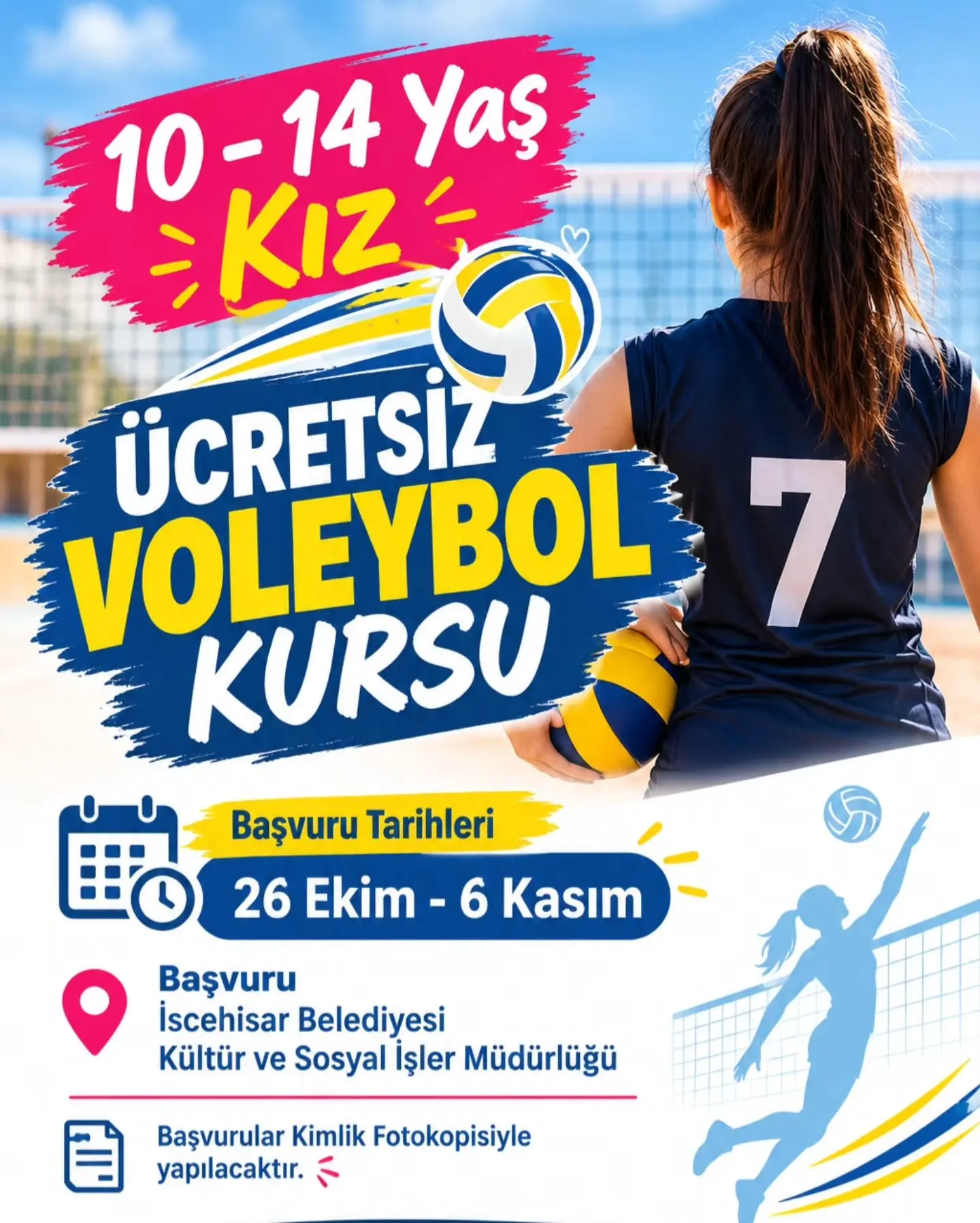İscehisar'da Ücretsiz Voleybol Kursu