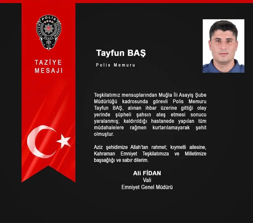 Uşak İl Emniyet Müdürlüğü'nden taziye mesajı
