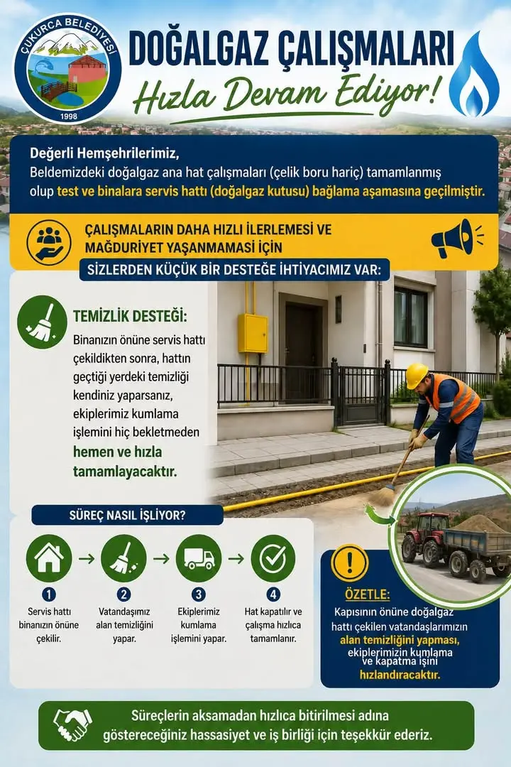 Çukurca'da doğalgaz çalışmaları hız kazanıyor