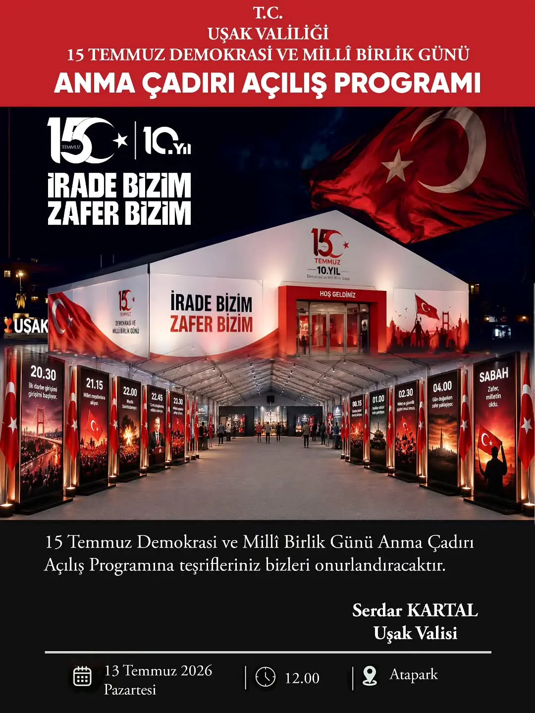 15 Temmuz Anma Çadırı Açılıyor