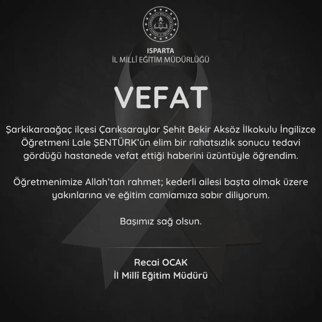 Isparta'da başsağlığı mesajı paylaşıldı