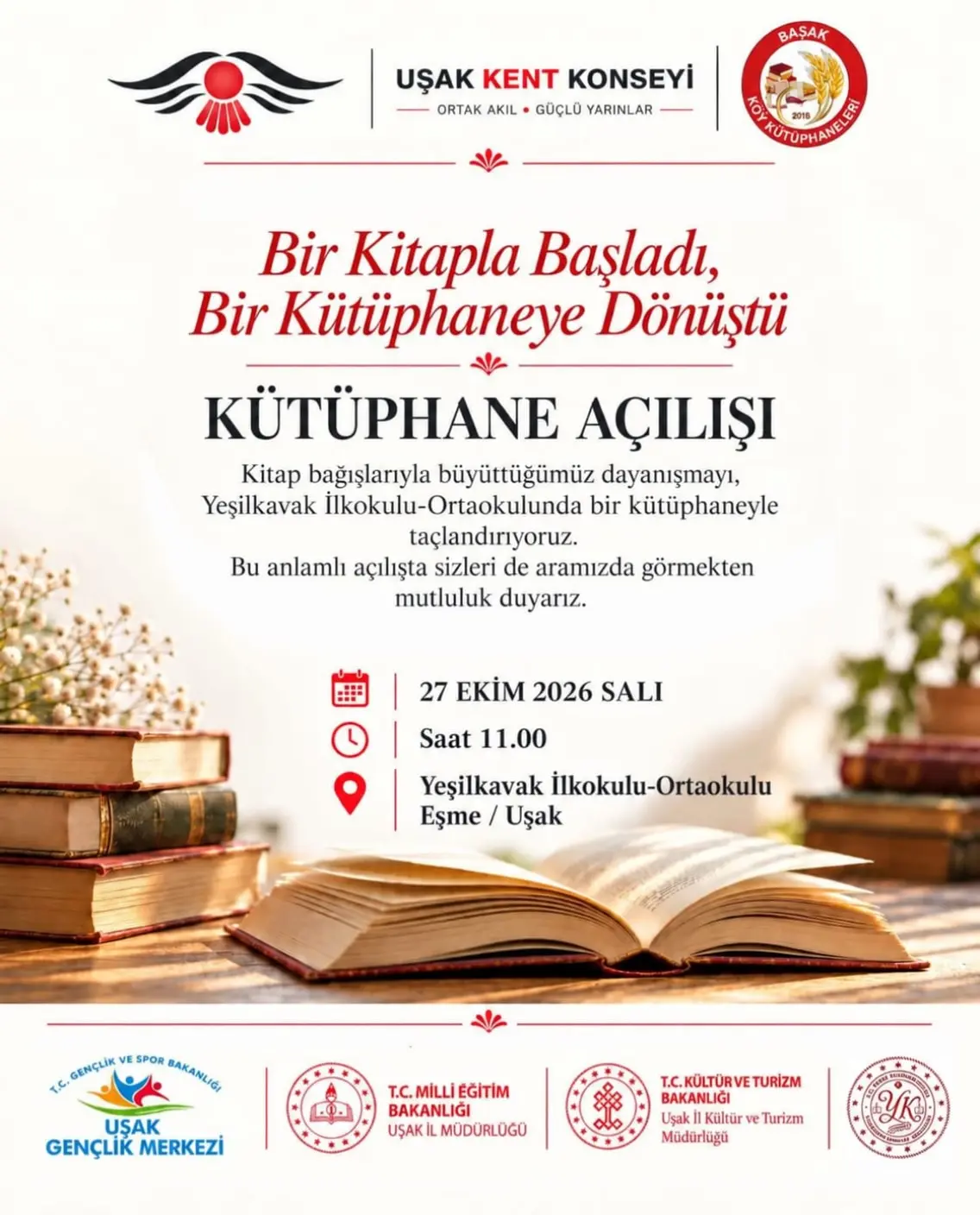 Uşak Kitap Fuarı'nda yeni kütüphane açılışı