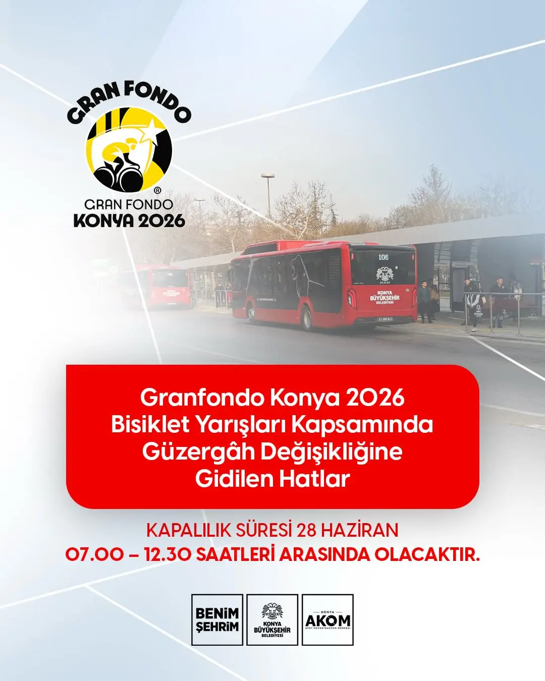 Gran Fondo Konya 2026 için toplu ulaşım düzenlemeleri