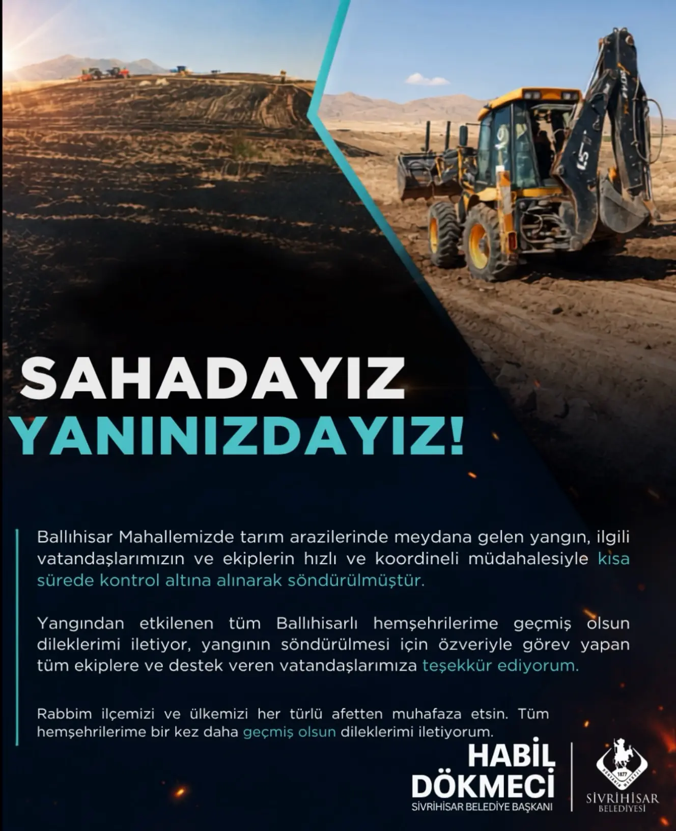 Ballıhisar'da tarım arazilerinde yangın kontrol altına alındı
