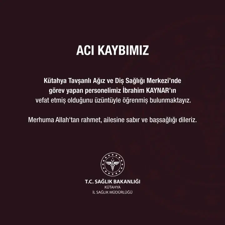 Tavşanlı Devlet Hastanesi'nde vefat haberi