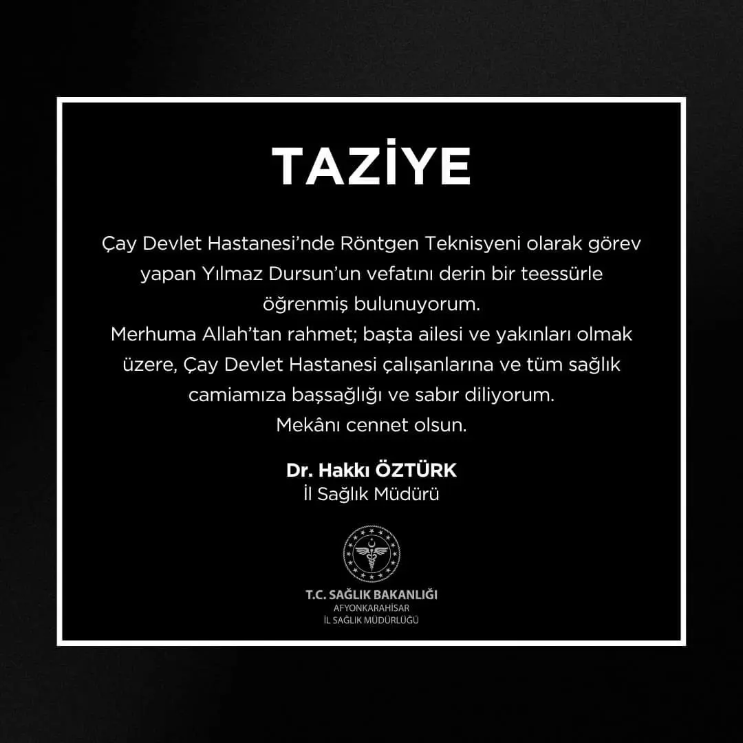 Çay Devlet Hastanesi'nde teknisyen vefat etti