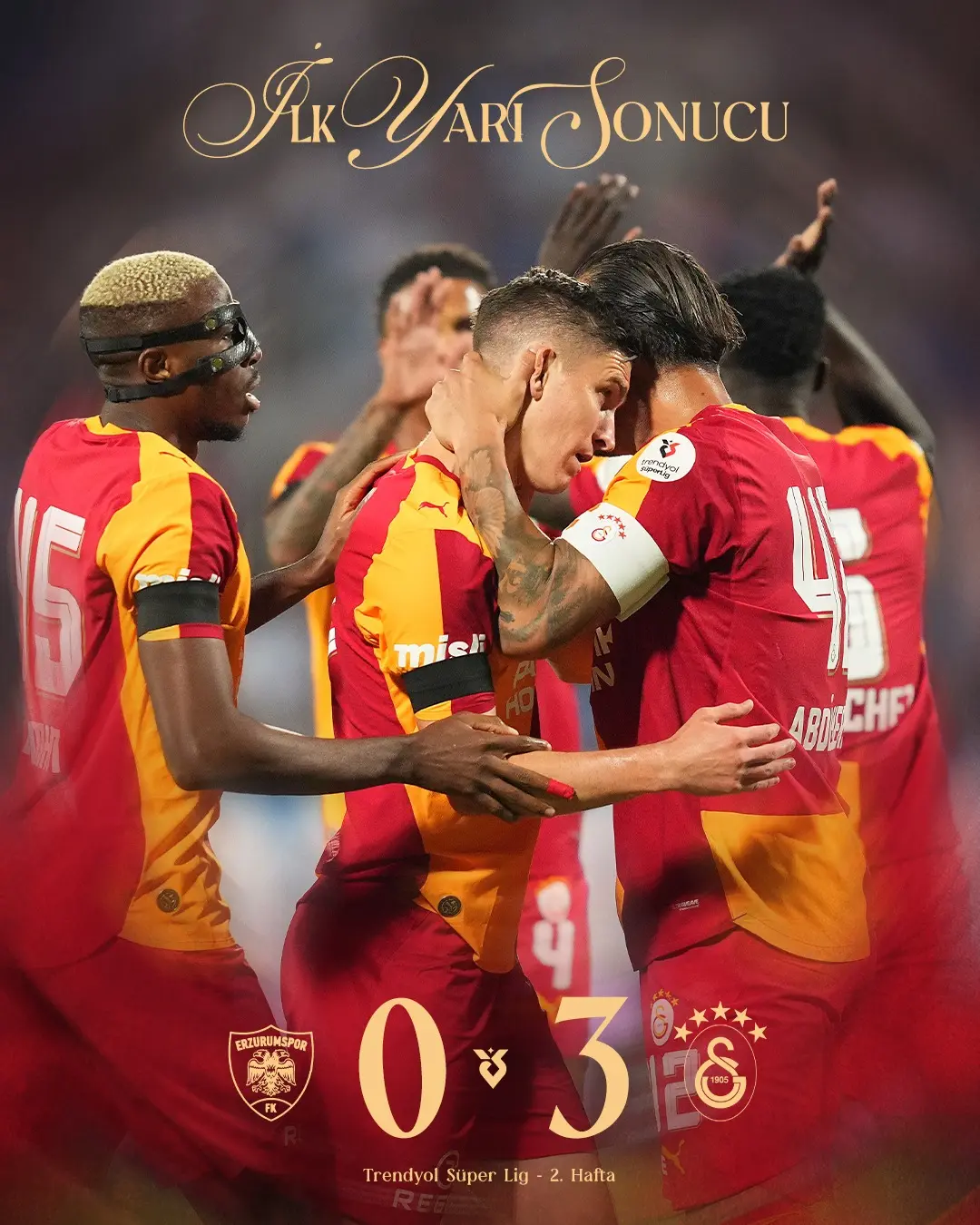 Galatasaray, Erzurumspor'u 3-0 mağlup etti