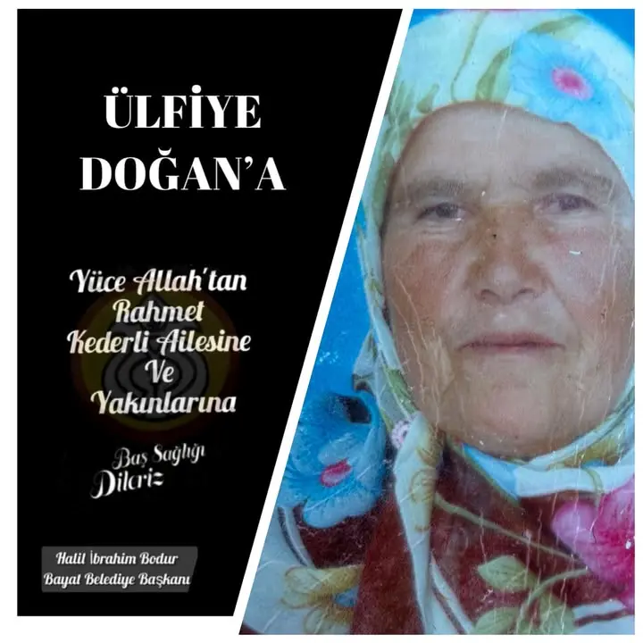 Bayat'ta Ülfiye Doğan'ın Cenaze İlanı