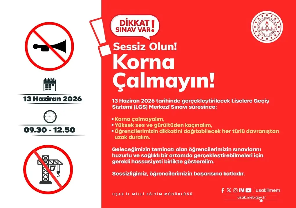Uşak'ta LGS Sınavı İçin Duyuru Yapıldı