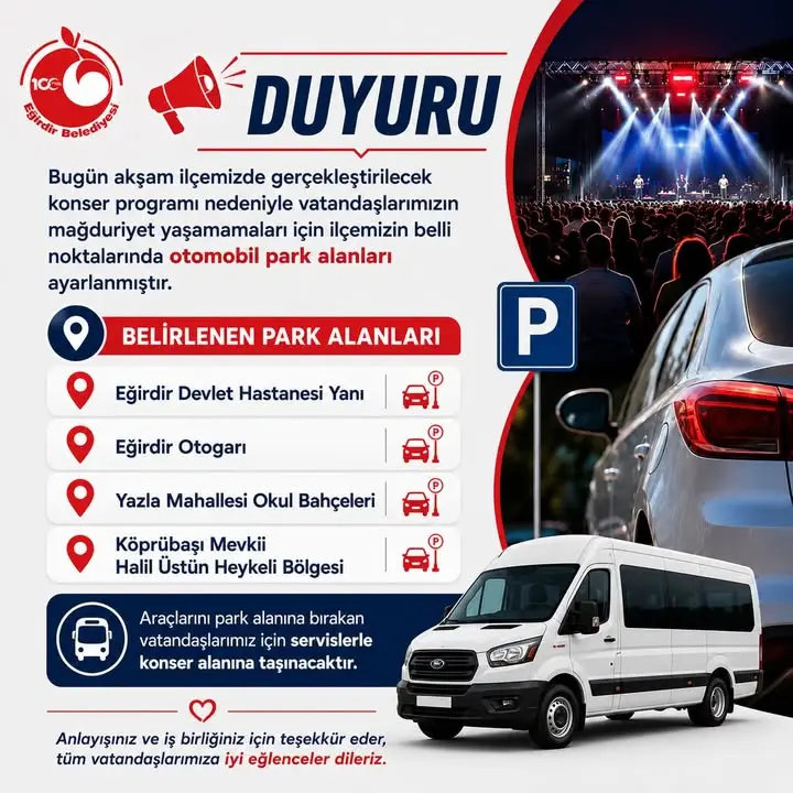 Eğirdir'de Konser İçin Geçici Park Alanları Oluşturuldu