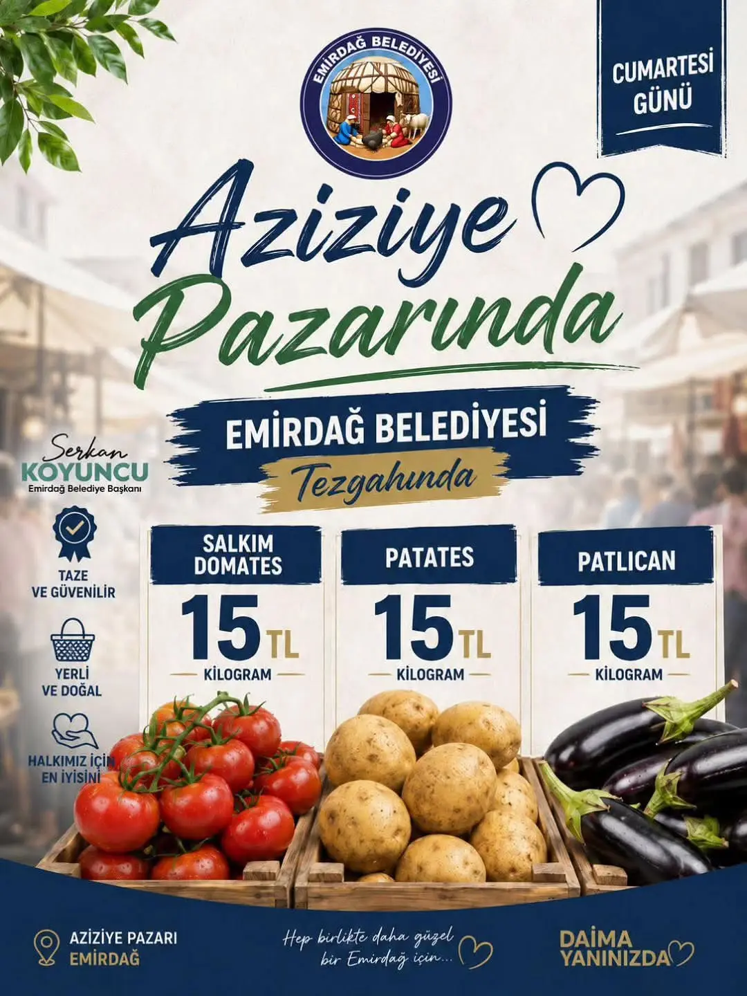 Aziziye Cumartesi Pazarı açılıyor