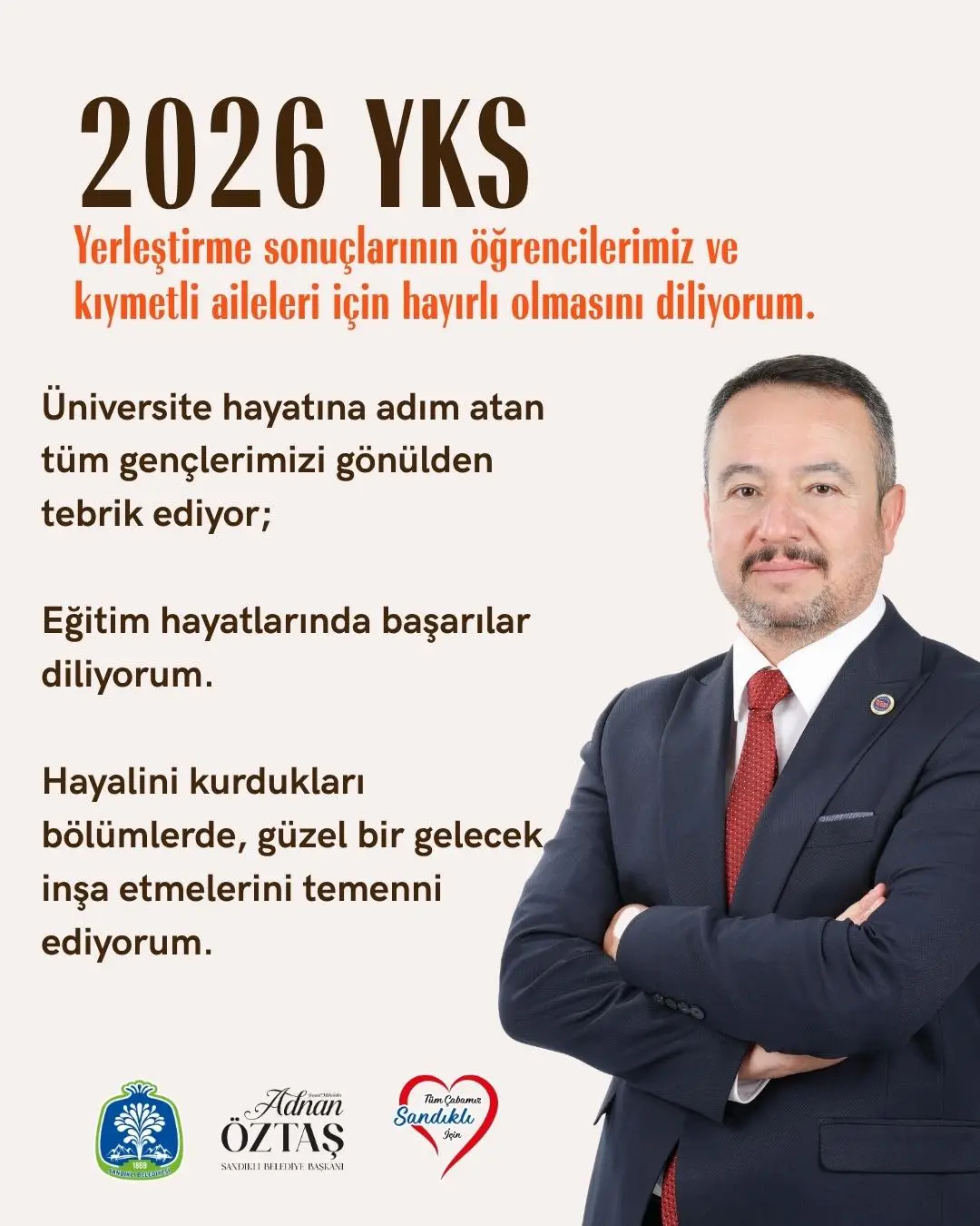 2026 YKS sonuçları için tebrik mesajı