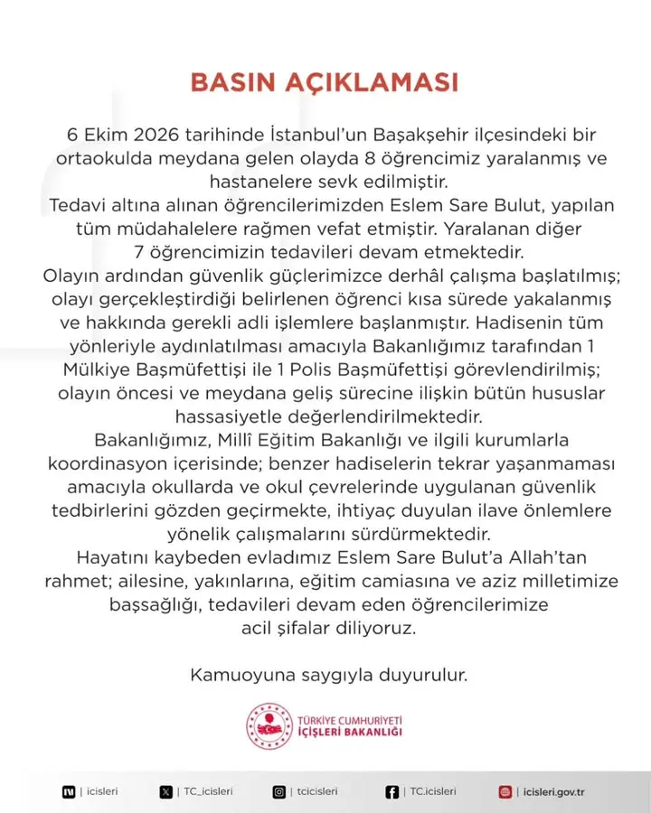 Başakşehir'de okulda yaralanan öğrencilerden biri hayatını kaybetti