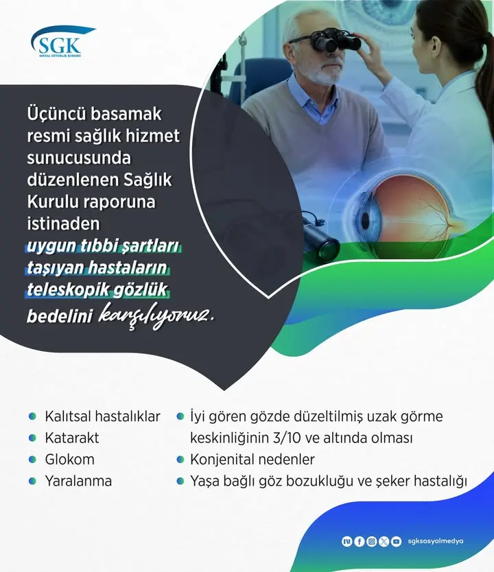 SGK'dan teleskopik gözlük desteği müjdesi