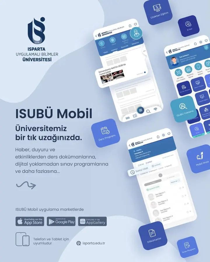 Isparta Uygulamalı Bilimler Üniversitesi Mobil Uygulaması Yayında