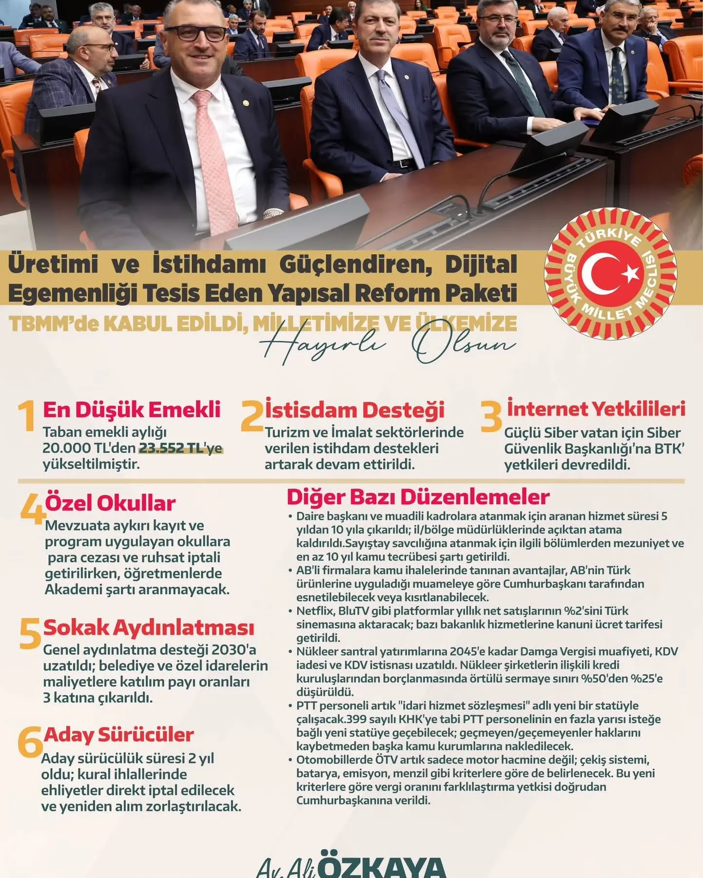 TBMM'de emekliler ve dijital güvenlik düzenlemesi kabul edildi