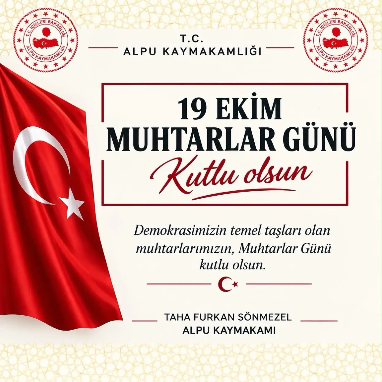 Kaymakam Taha Furkan Sönmezel'den Muhtarlar Günü mesajı