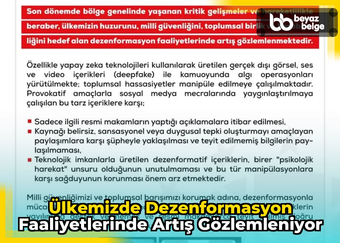 Ülkemizde Dezenformasyon Faaliyetlerinde Artış Gözlemleniyor