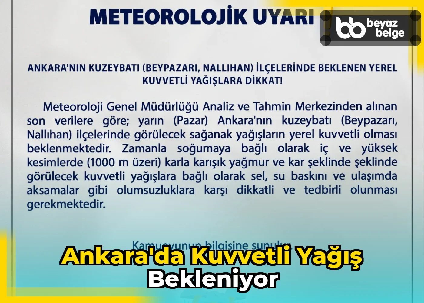 Ankara'da Kuvvetli Yağış Bekleniyor