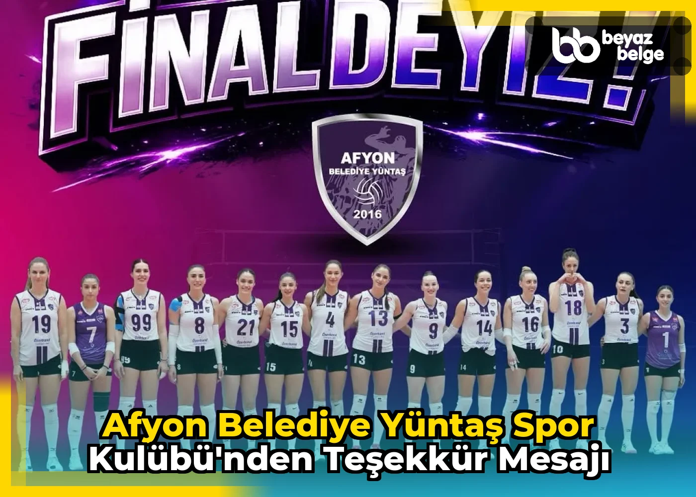 Afyon Belediye Yüntaş Spor Kulübü'nden Teşekkür Mesajı