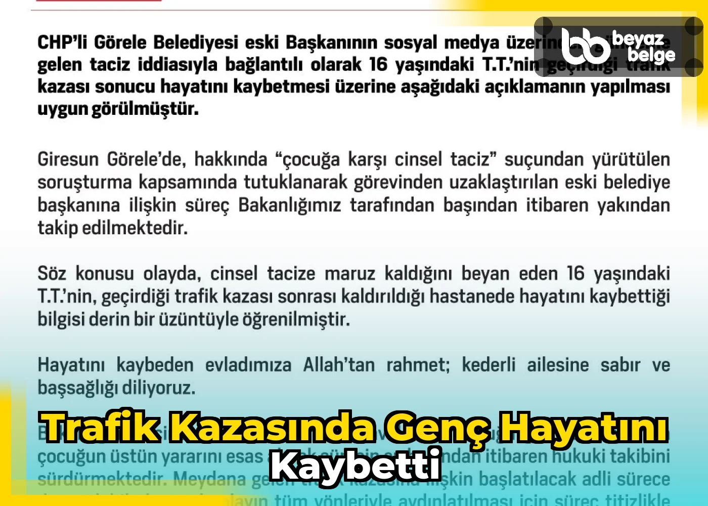 Trafik Kazasında Genç Hayatını Kaybetti