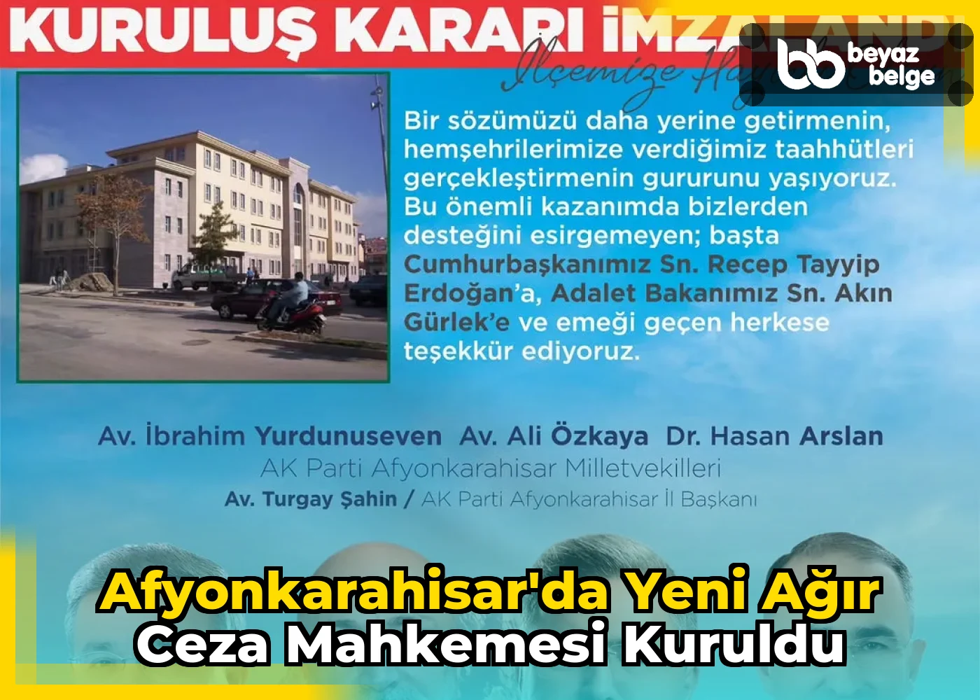 Afyonkarahisar'da Yeni Ağır Ceza Mahkemesi Kuruldu