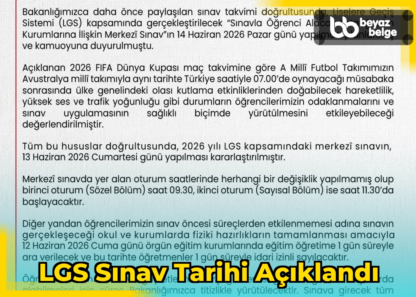 LGS Sınav Tarihi Açıklandı