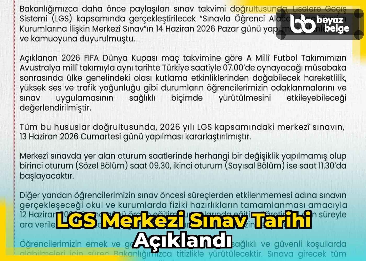 LGS Merkezi Sınav Tarihi Açıklandı