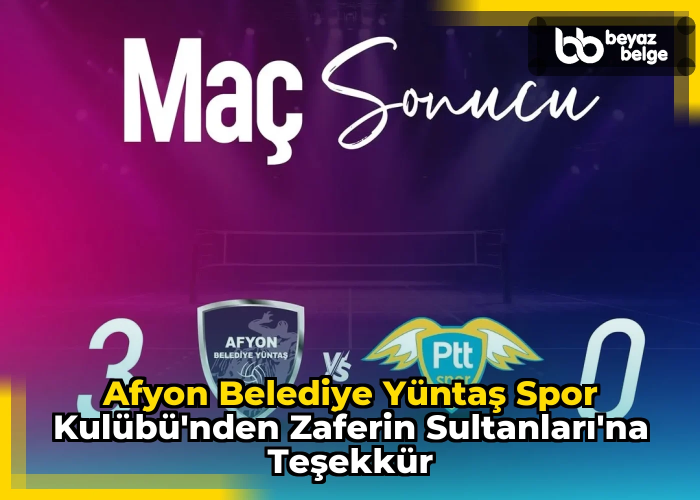 Afyon Belediye Yüntaş Spor Kulübü'nden Zaferin Sultanları'na Teşekkür