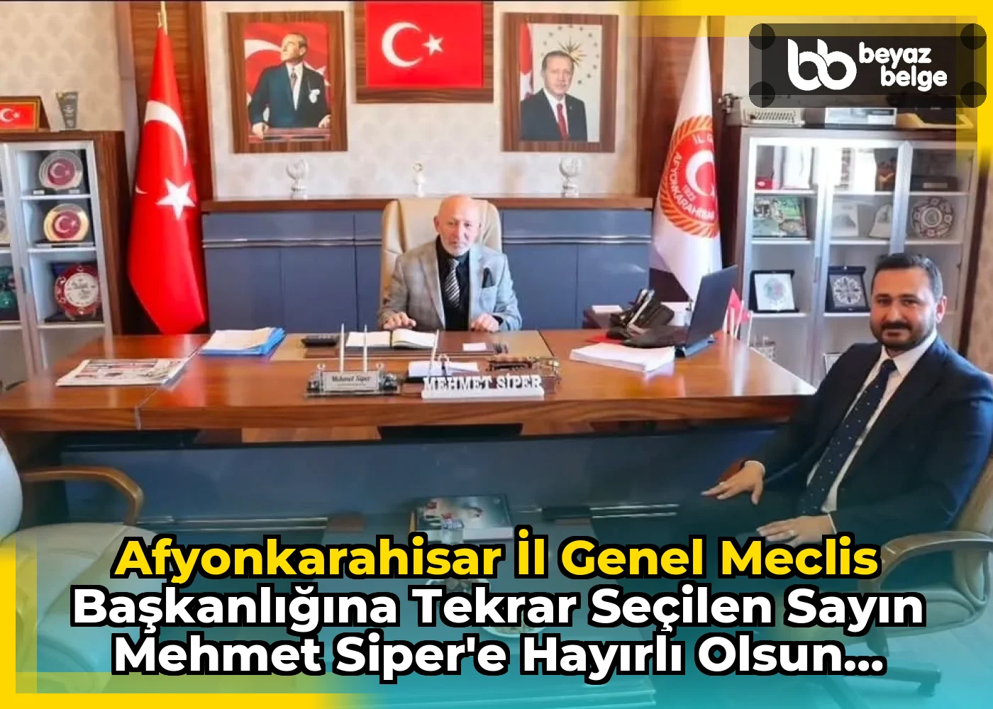 Afyonkarahisar İl Genel Meclis Başkanlığına tekrar seçilen Sayın Mehmet Siper'e hayırlı olsun ziyaretinde...