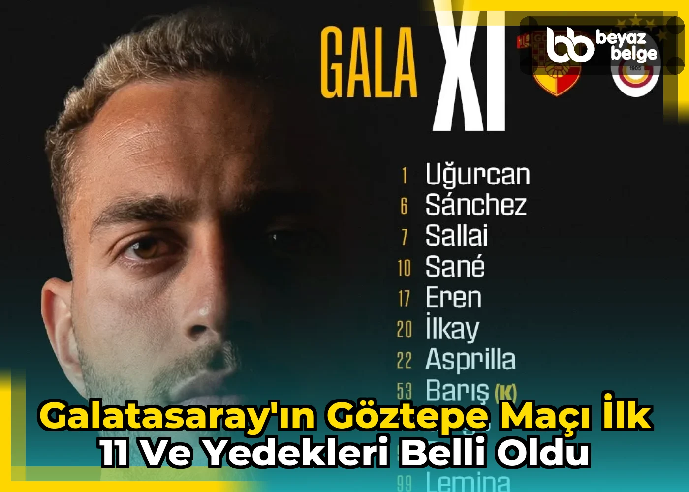 Galatasaray'ın Göztepe Maçı İlk 11 ve Yedekleri Belli Oldu