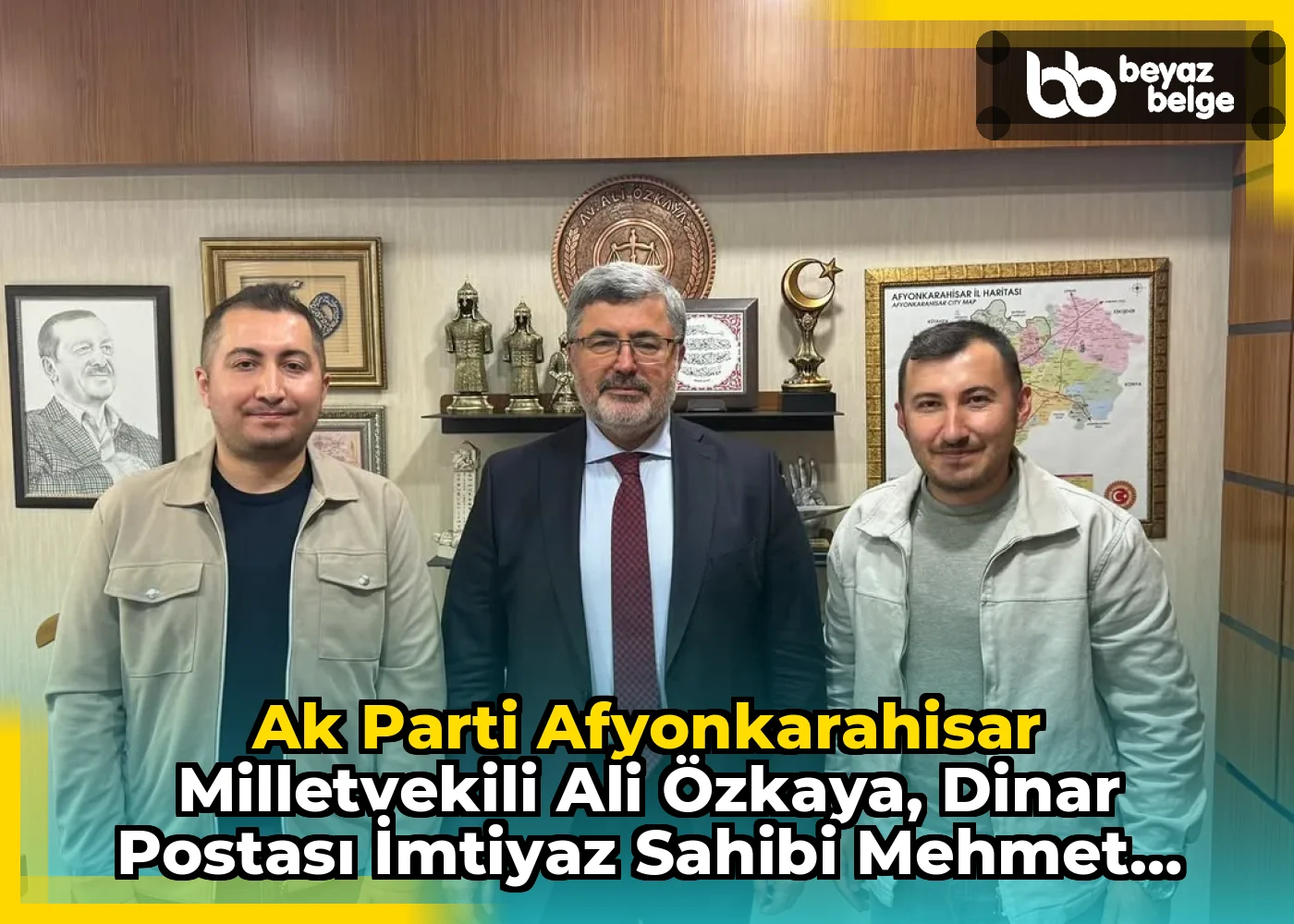 Ak Parti Afyonkarahisar Milletvekili Ali Özkaya, Dinar Postası İmtiyaz Sahibi Mehmet Kandemir ve Kardeşi Ahmet Kandemir'i Gazi Meclis'te Ağırladı