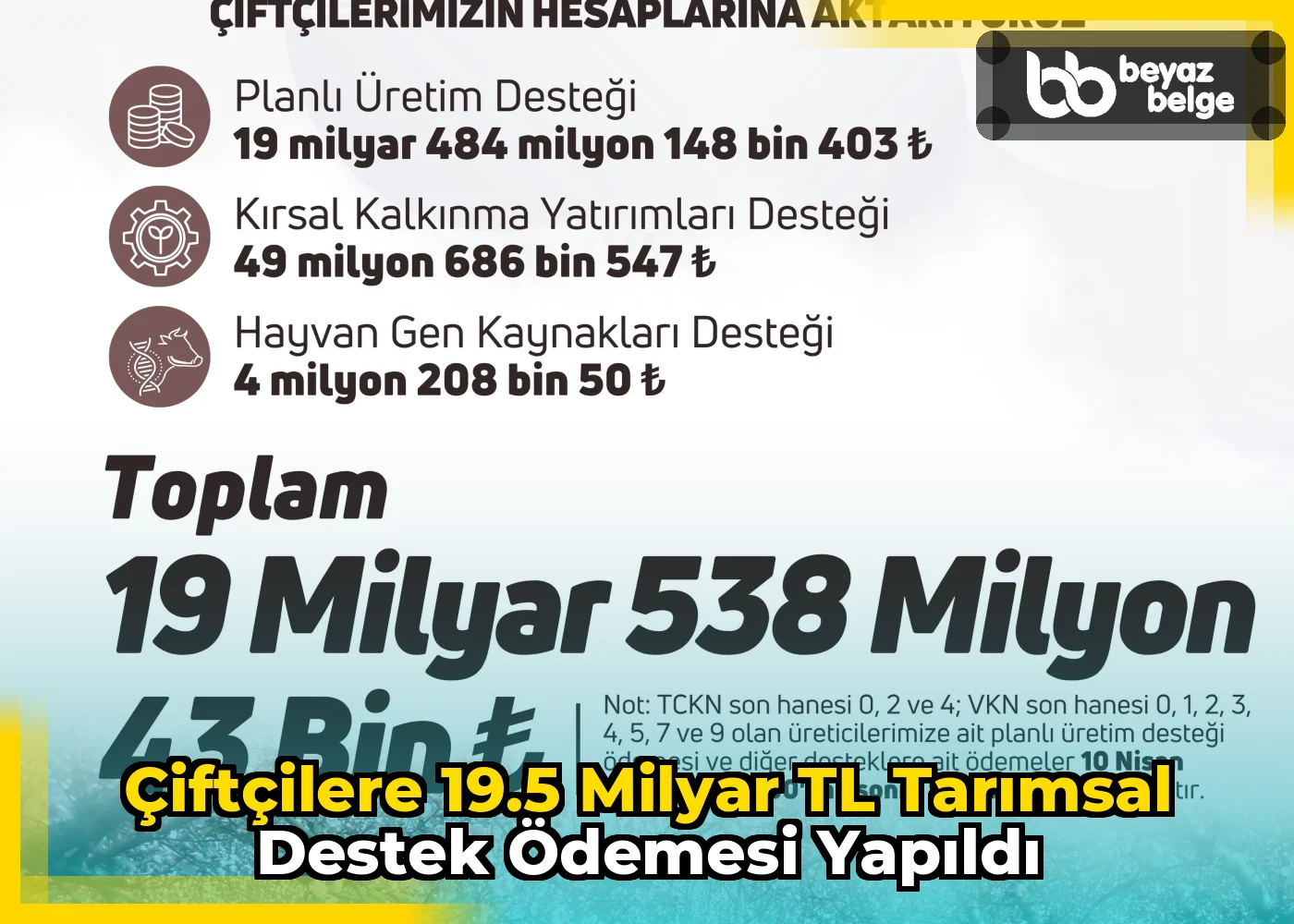 Çiftçilere 19.5 milyar TL tarımsal destek ödemesi yapıldı