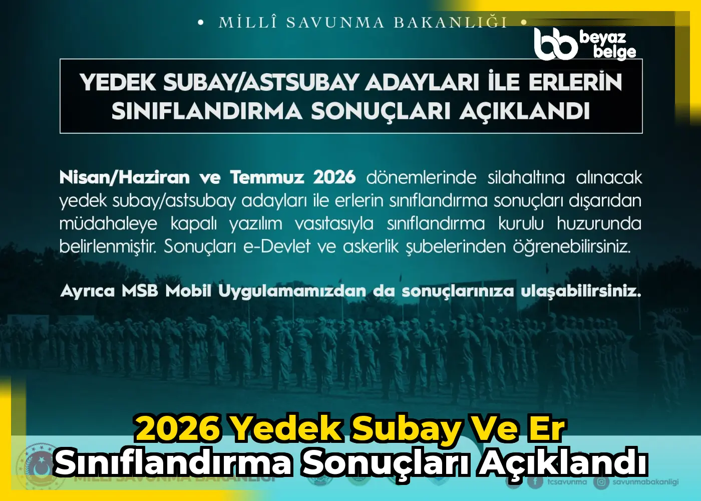 2026 yedek subay ve er sınıflandırma sonuçları açıklandı