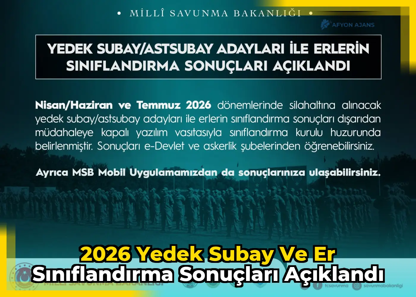 2026 yedek subay ve er sınıflandırma sonuçları açıklandı
