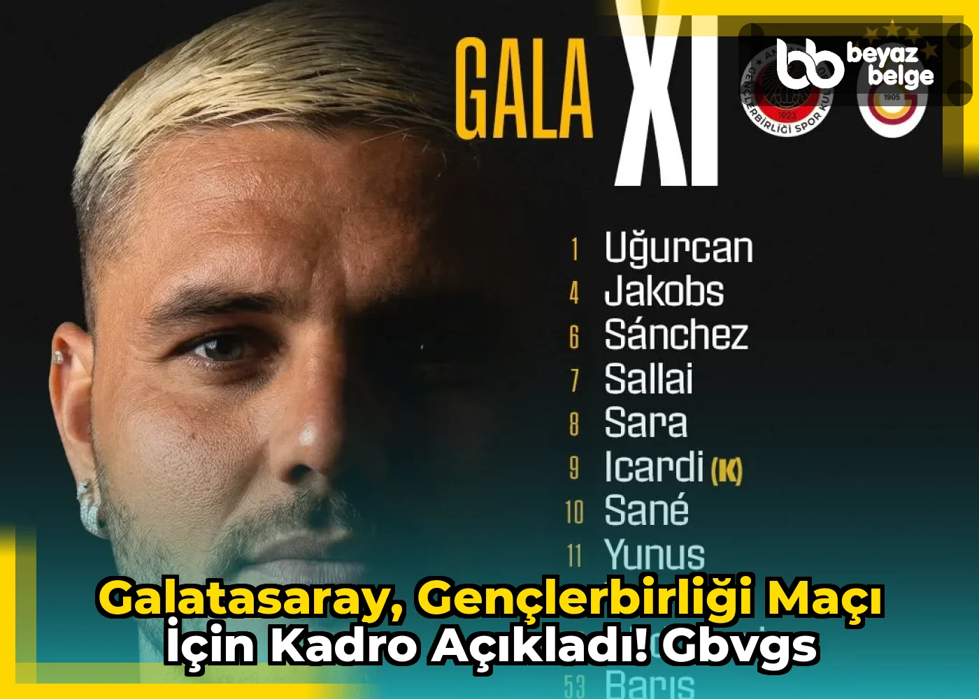 Galatasaray, Gençlerbirliği Maçı İçin Kadro Açıkladı! GBvGS