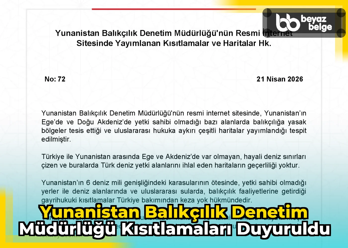 Yunanistan Balıkçılık Denetim Müdürlüğü Kısıtlamaları Duyuruldu