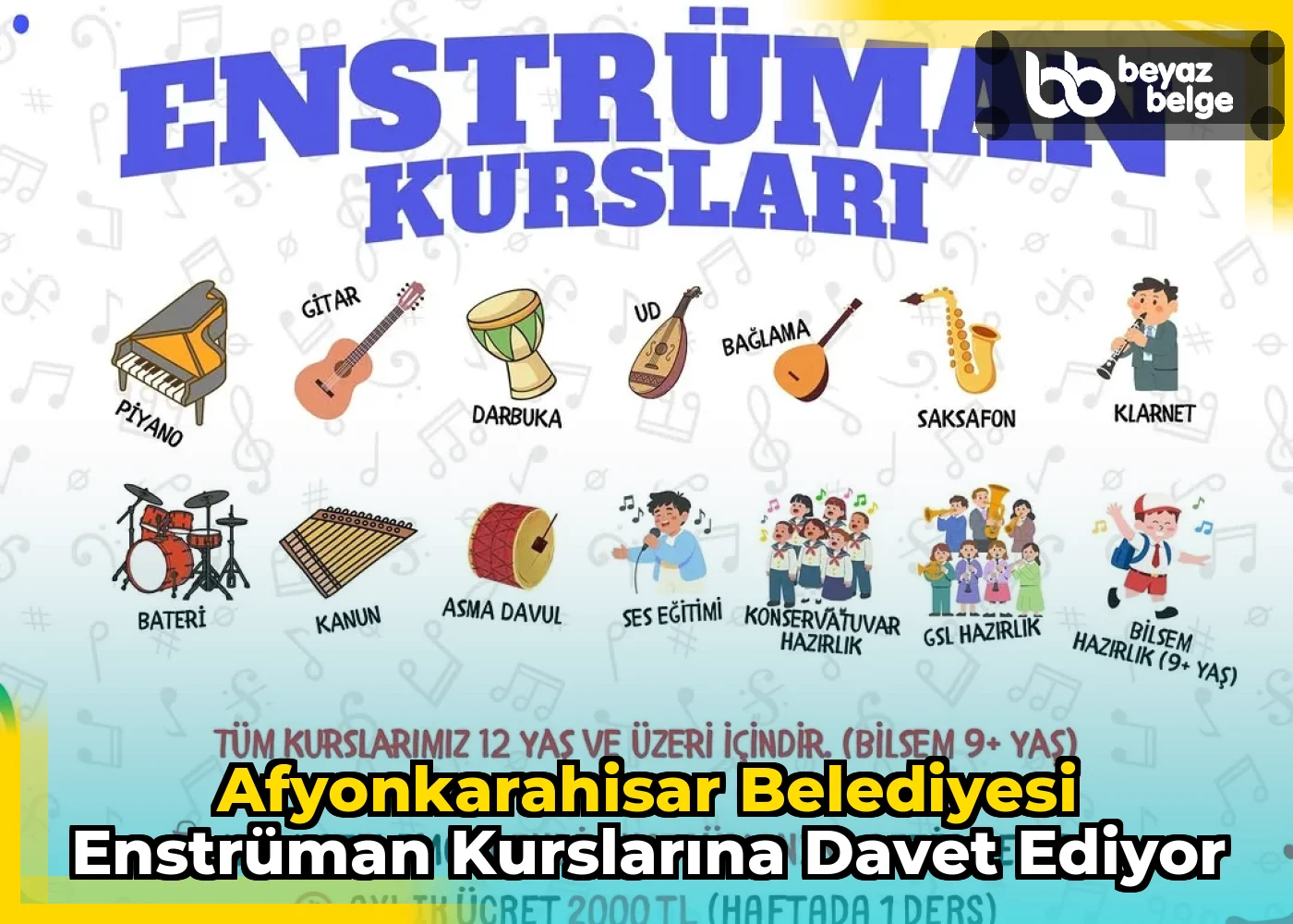 Afyonkarahisar Belediyesi Enstrüman Kurslarına Davet Ediyor
