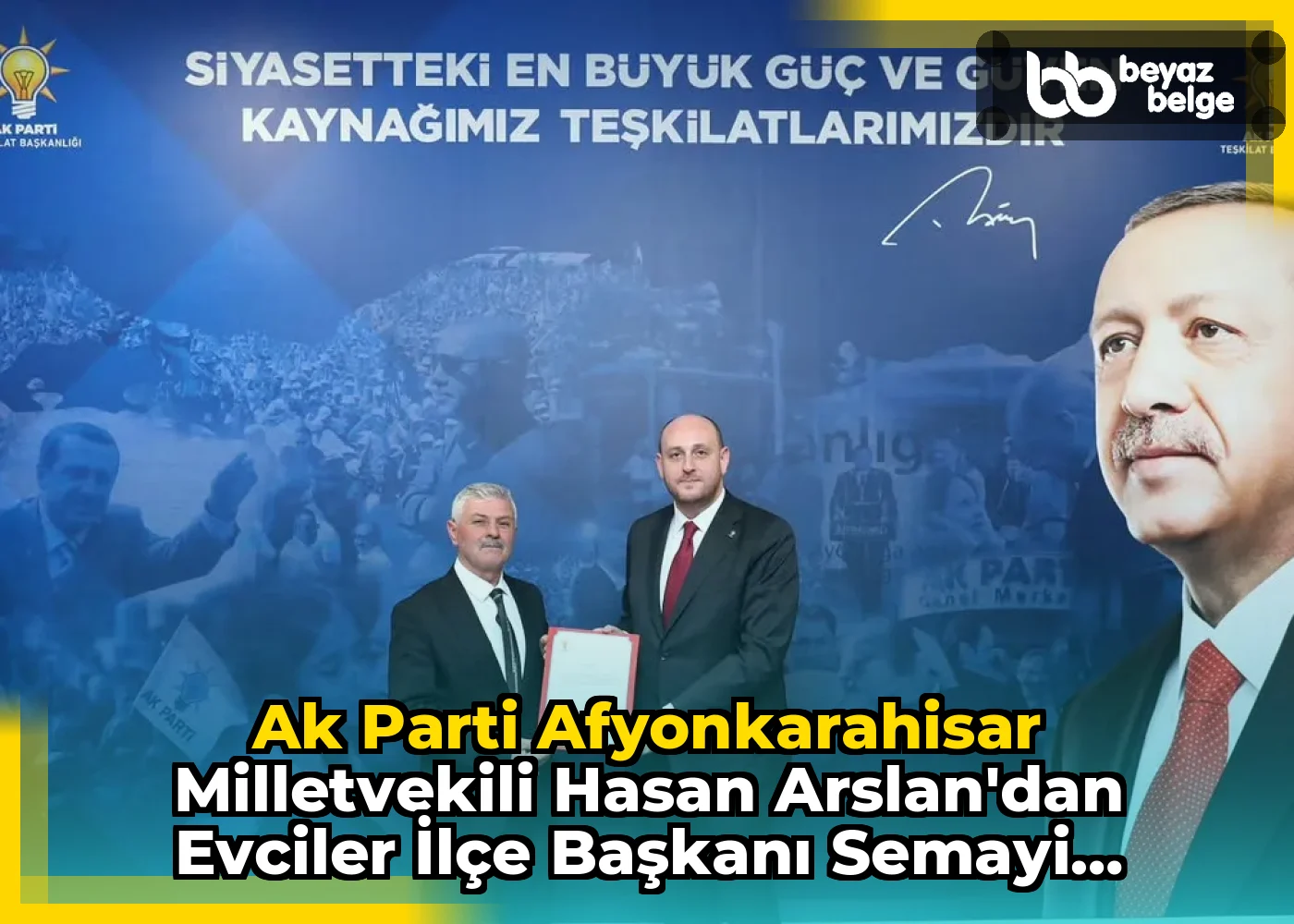 Ak Parti Afyonkarahisar Milletvekili Hasan Arslan'dan Evciler İlçe Başkanı Semayi Bostan'a Destek