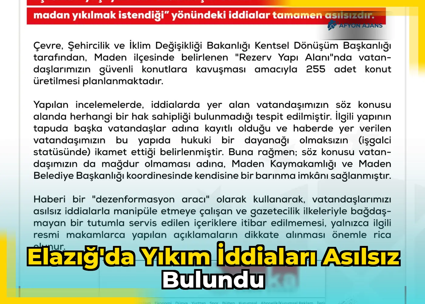 Elazığ'da yıkım iddiaları asılsız bulundu