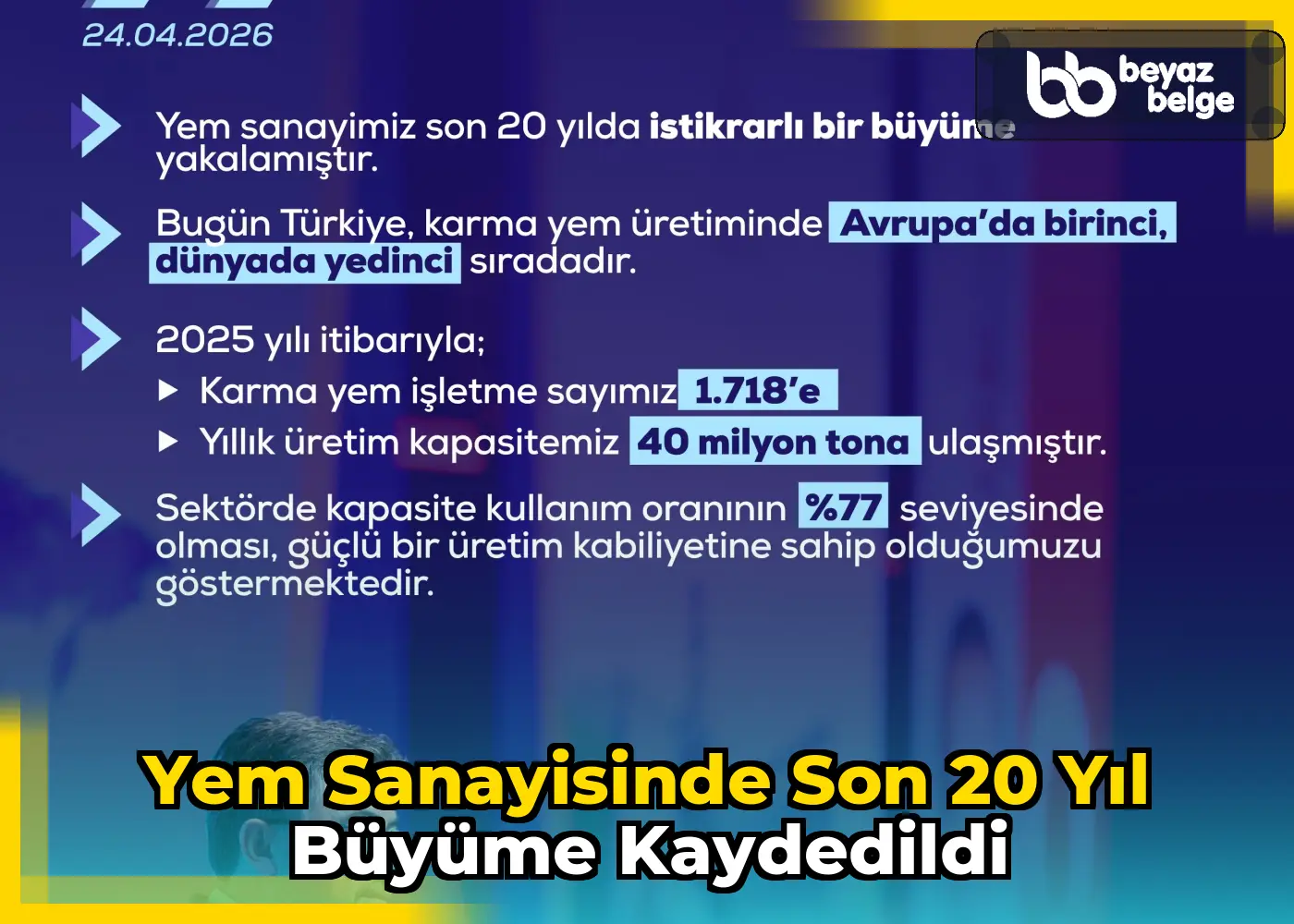 Yem sanayisinde son 20 yıl büyüme kaydedildi