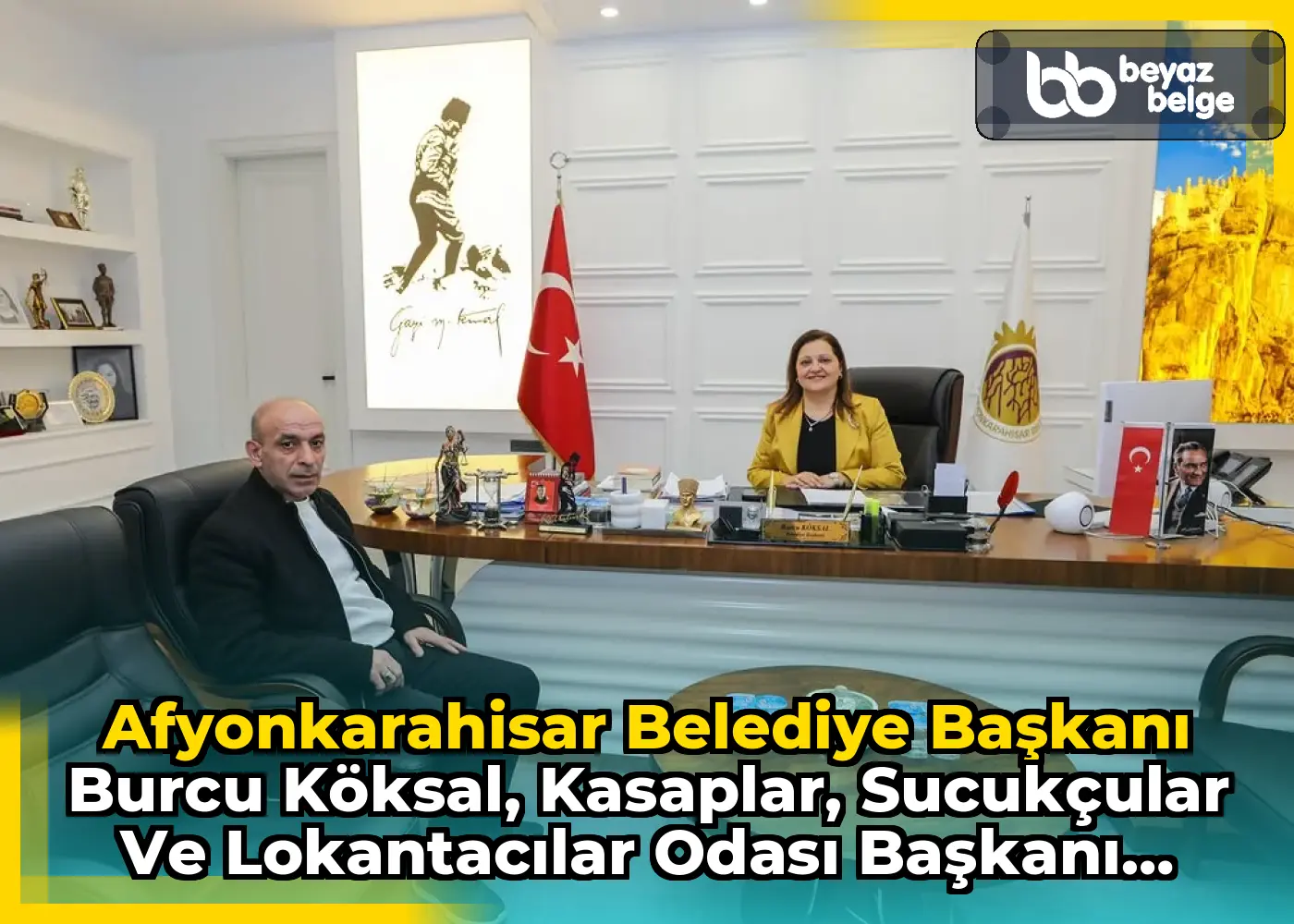 Afyonkarahisar Belediye Başkanı Burcu Köksal, Kasaplar, Sucukçular ve Lokantacılar Odası Başkanı İbrahim Yörük ile Görüş Alışverişinde Bulundu