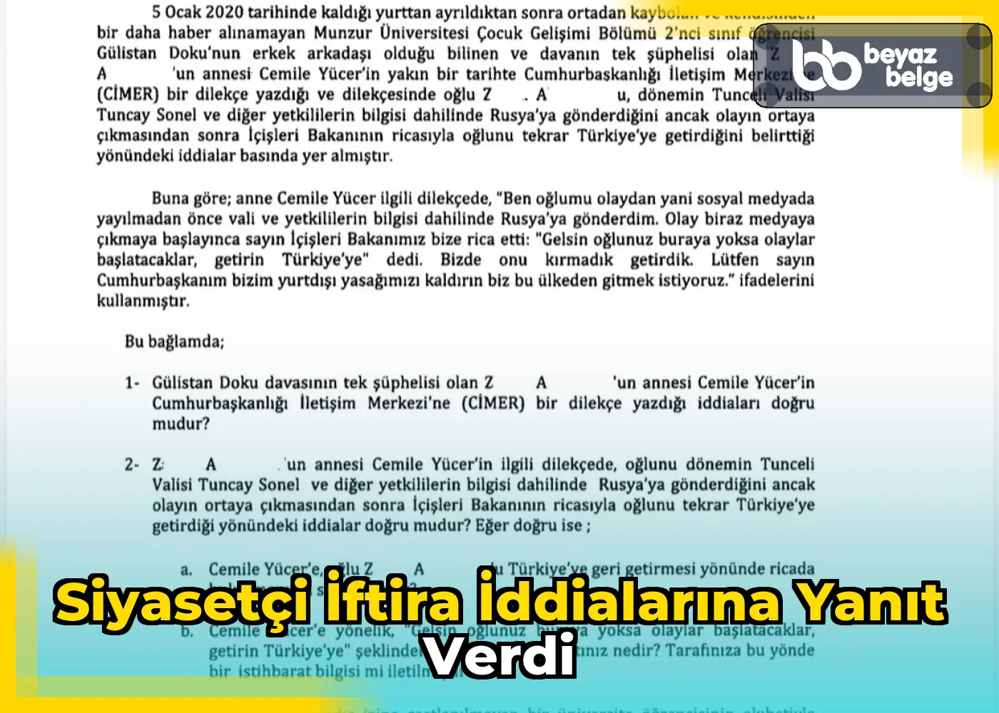 Siyasetçi iftira iddialarına yanıt verdi