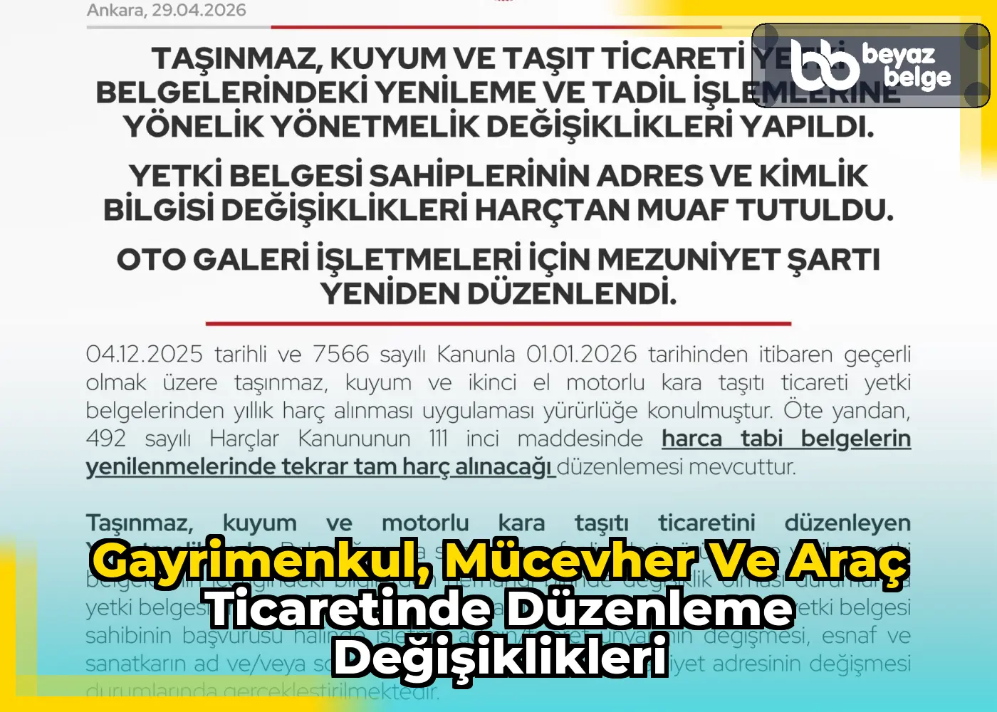 Gayrimenkul, mücevher ve araç ticaretinde düzenleme değişiklikleri