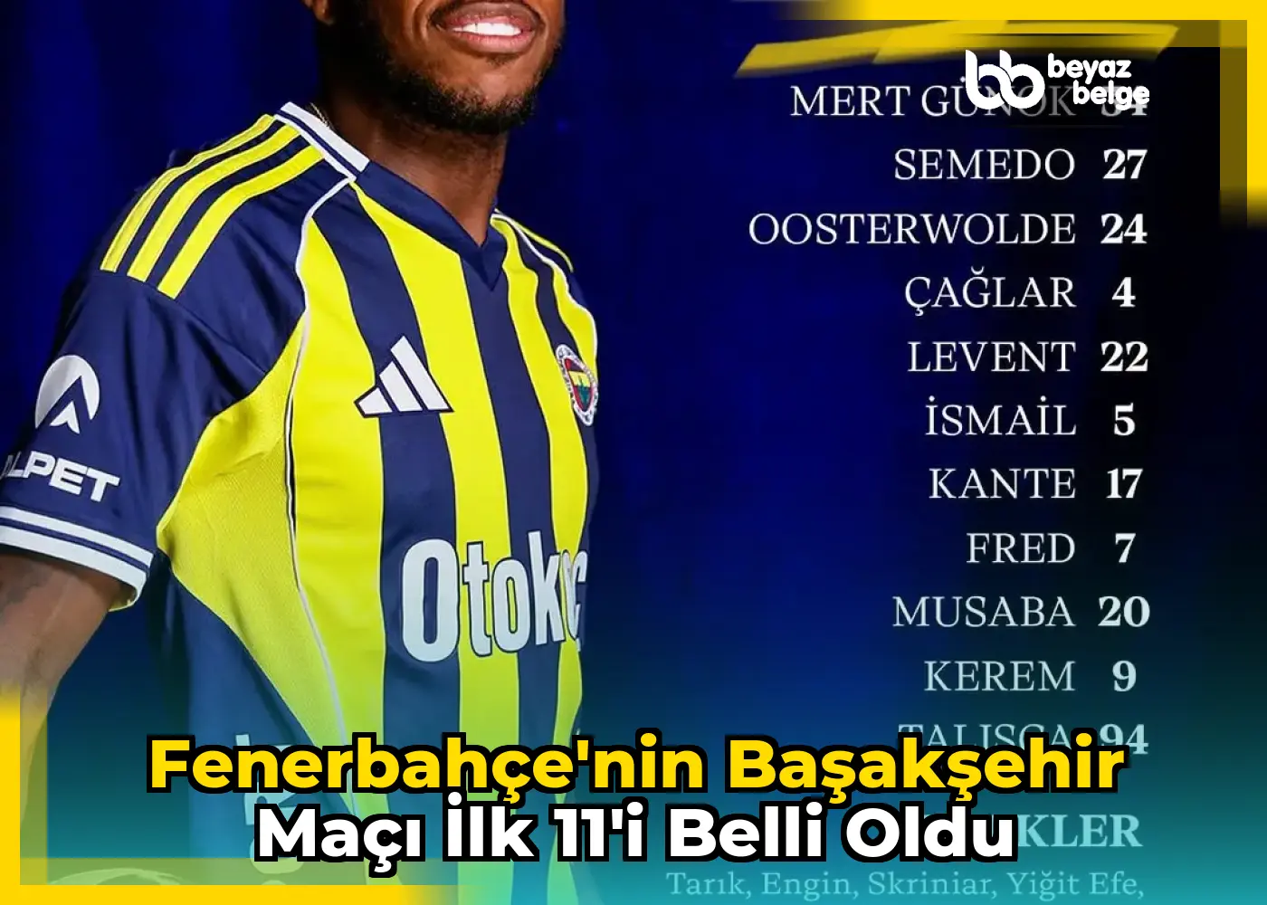 Fenerbahçe'nin Başakşehir Maçı İlk 11'i Belli Oldu