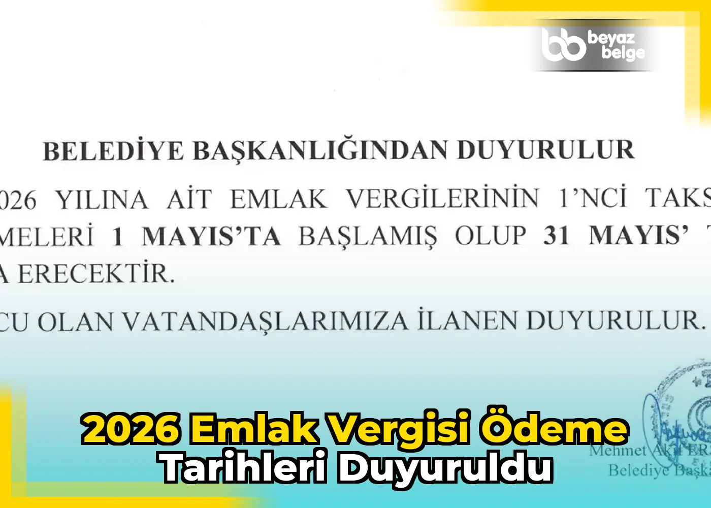 2026 Emlak Vergisi Ödeme Tarihleri Duyuruldu