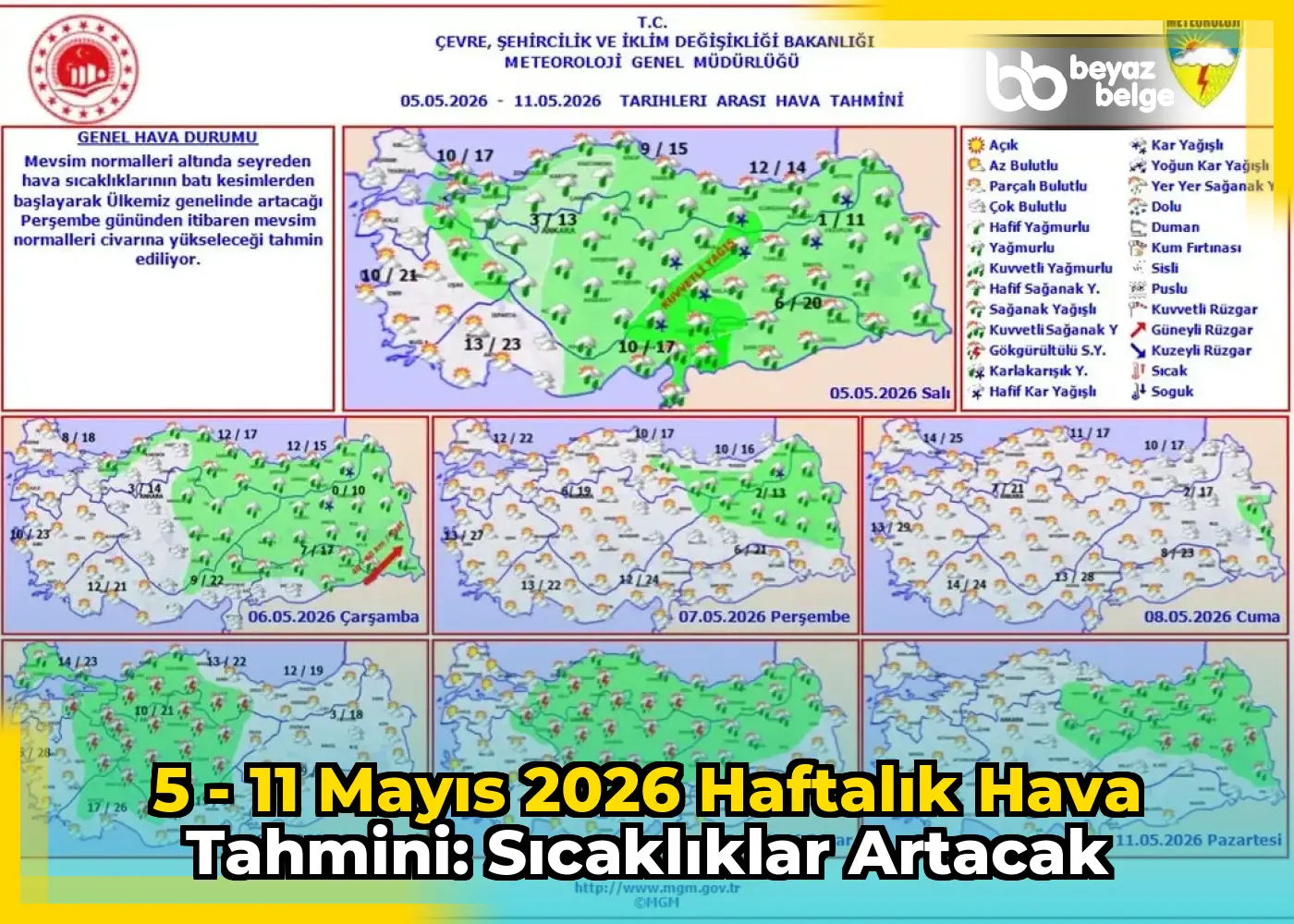 5 - 11 Mayıs 2026 Haftalık Hava Tahmini: Sıcaklıklar Artacak